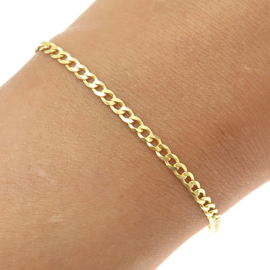 P. LUX 925 Sterling Silver Gold Plated Italy Curb Link Bracelet 7.25"