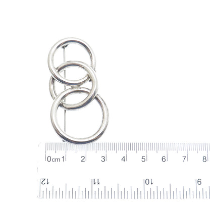 925 Sterling Silver Vintage Mexico Interlocked Circles Modernist Pin Brooch