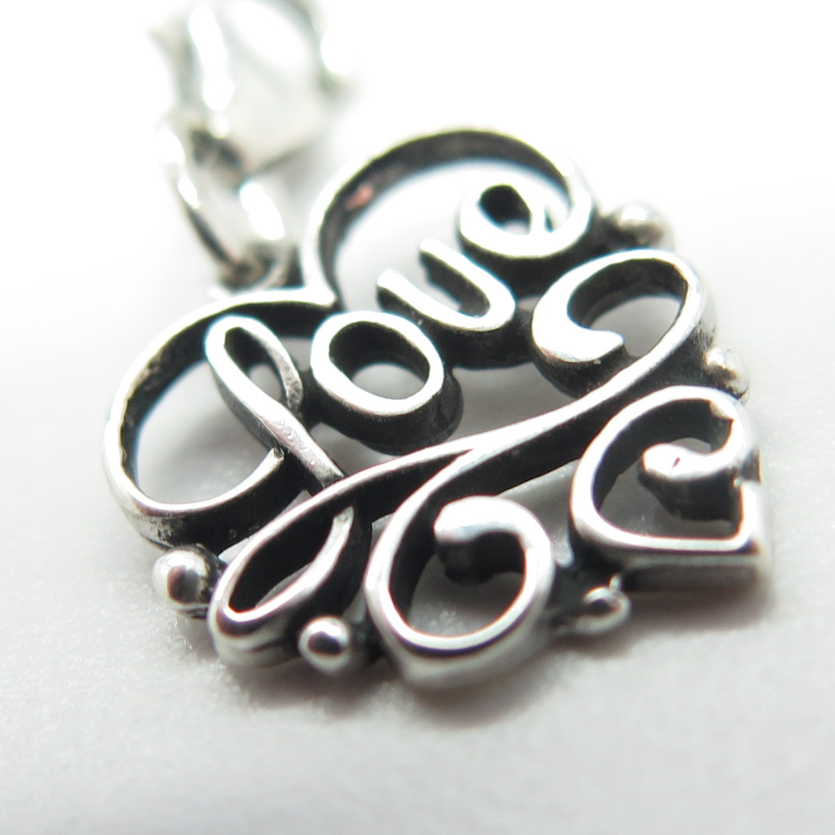 925 Sterling Silver Vintage "LOVE" Heart Lobster Lock Charm Pendant