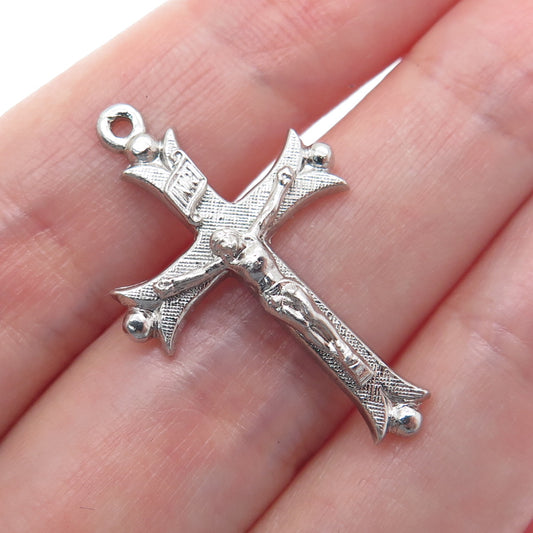 925 Sterling Silver Vintage Crucifix Cross Religious Charm Pendant