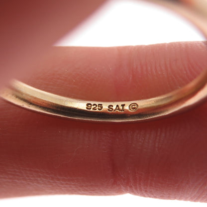 SAI 925 Sterling Silver Rose Gold Plated Vintage Real Black Spinel Ring Size 8