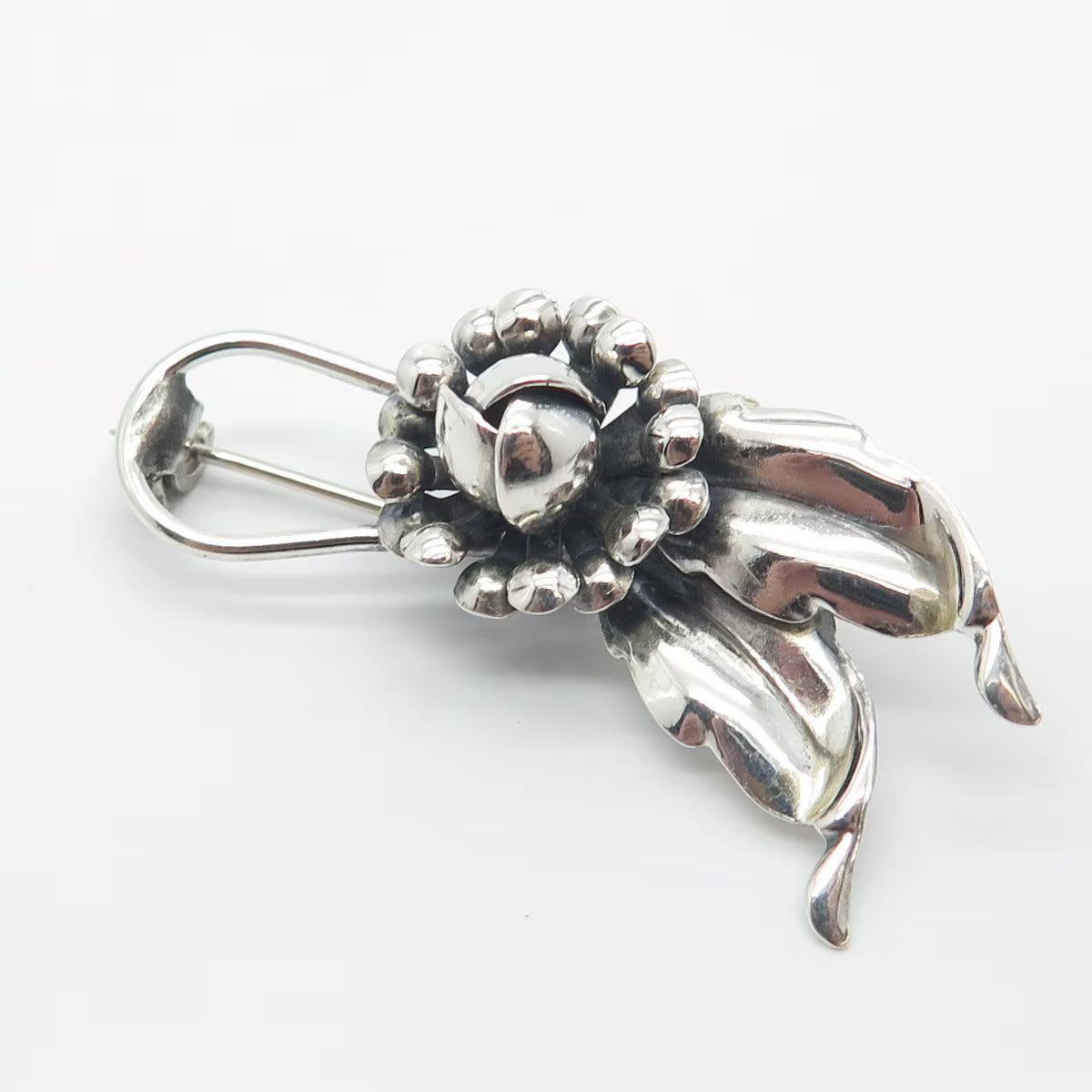925 Sterling Silver Vintage Floral Leaf Pin Brooch