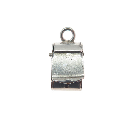 925 Sterling Silver Antique Art Deco Mail Box Minimalist 3D Charm Pendant