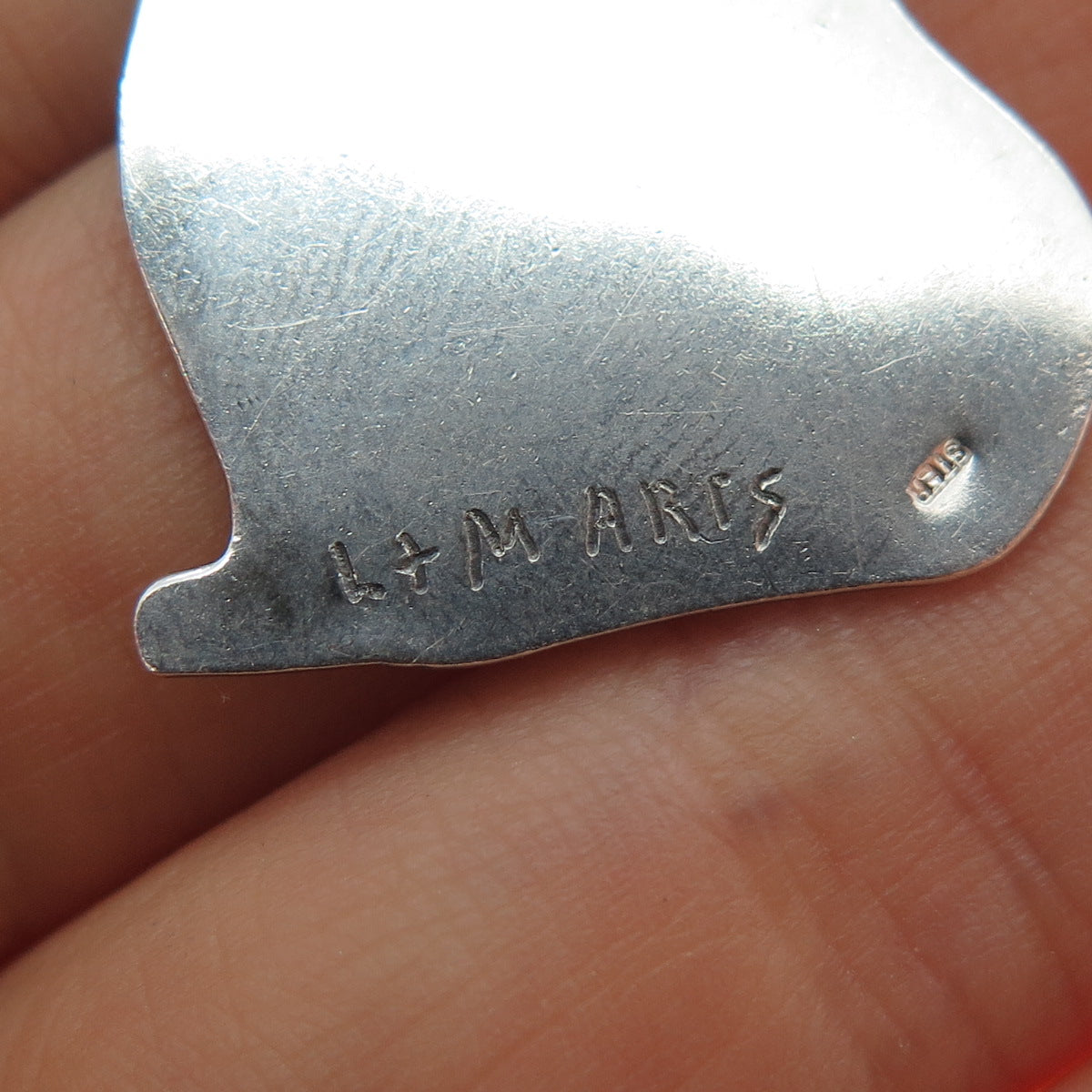 L+M ARIS 925 Sterling Silver Vintage Modernist Dog Slide Pendant