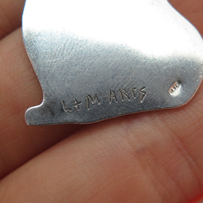 L+M ARIS 925 Sterling Silver Vintage Modernist Dog Slide Pendant