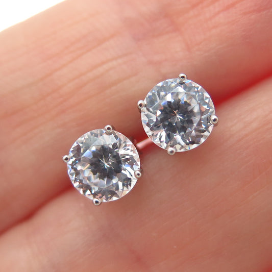 DBJ DEE BERKLE 925 Sterling Silver Round-Cut C Z Stud Earrings