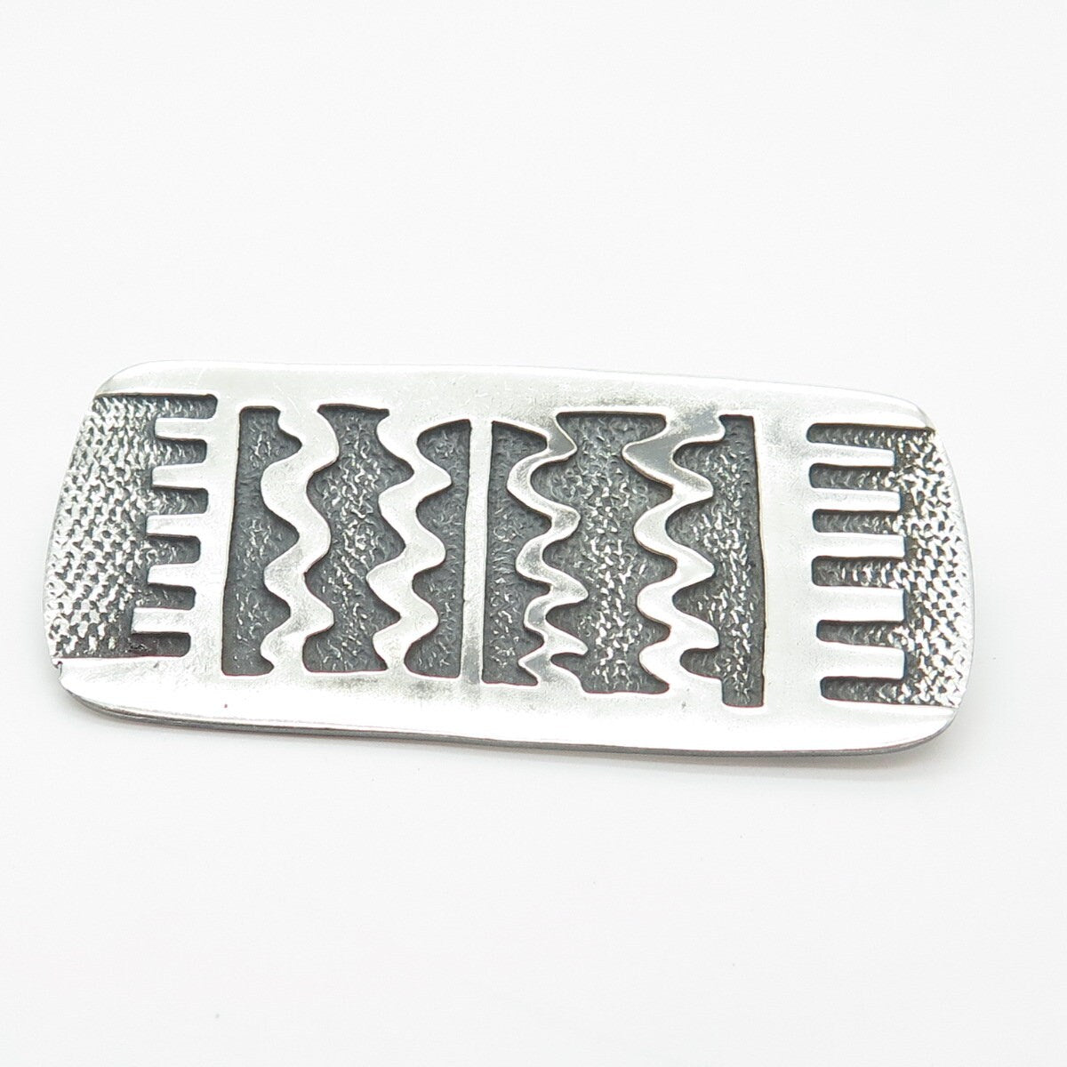 925 Sterling Silver Vintage Woods Wavy Pattern Pin Brooch