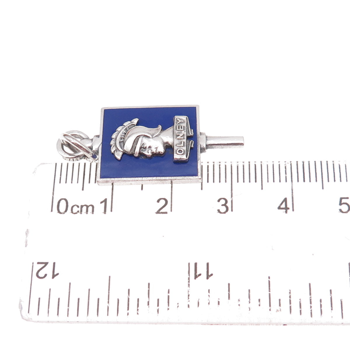 925 Sterling Silver Antique Art Deco Enamel Olney Trojan Warrior Charm Pendant