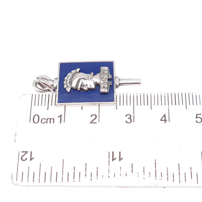 925 Sterling Silver Antique Art Deco Enamel Olney Trojan Warrior Charm Pendant