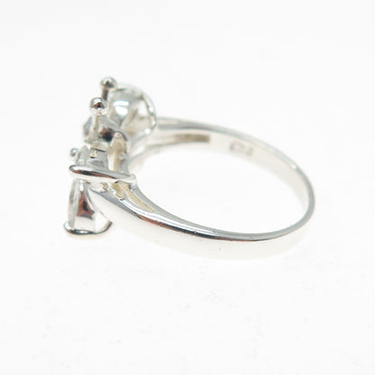 925 Sterling Silver Vintage Marquise & Round-Cut C Z Butterfly Ring Size 6.25