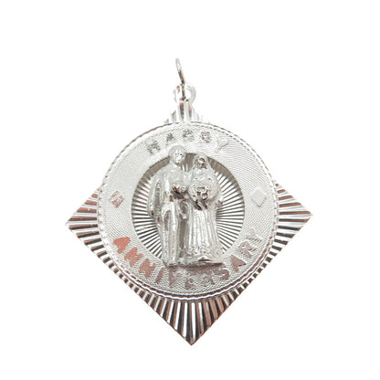 M&M 925 Sterling Silver Vintage "Happy Anniversary" Pendant