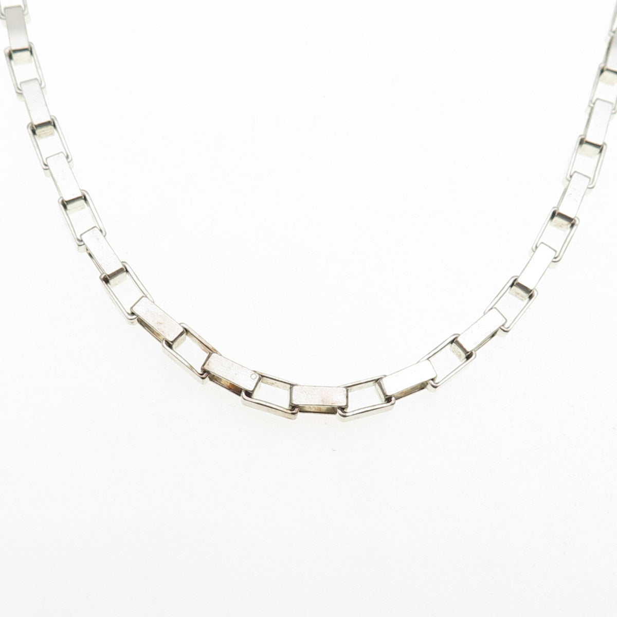 SX Sally C 925 Sterling Silver Vintage Italy Open Box Chain Necklace 18"