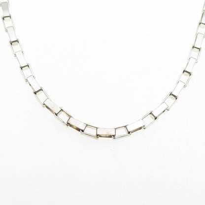 SX Sally C 925 Sterling Silver Vintage Italy Open Box Chain Necklace 18"