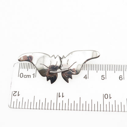925 Sterling Silver Vintage Modernist Floral Leaf Butterfly Pin Brooch