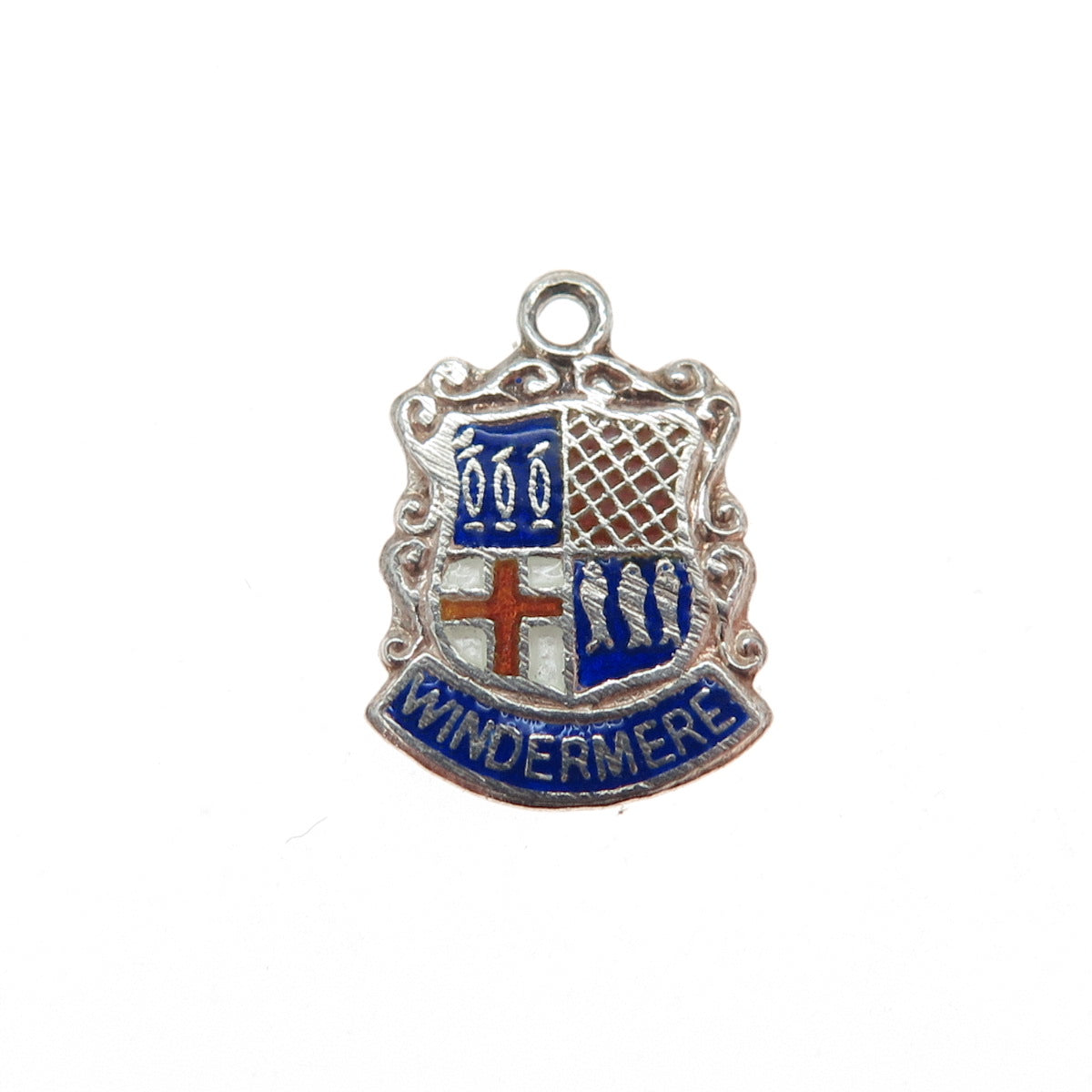925 Sterling Silver Vintage Enamel Windermere Coat of Arms Minimalist Pendant