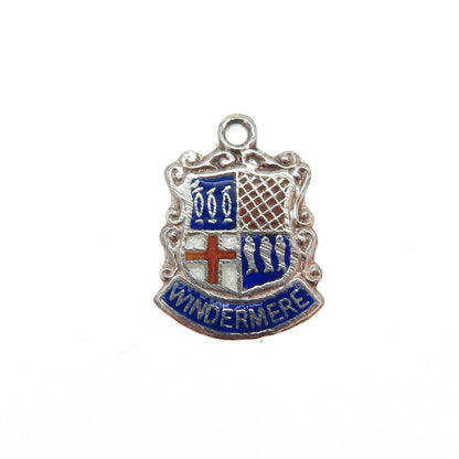 925 Sterling Silver Vintage Enamel Windermere Coat of Arms Minimalist Pendant