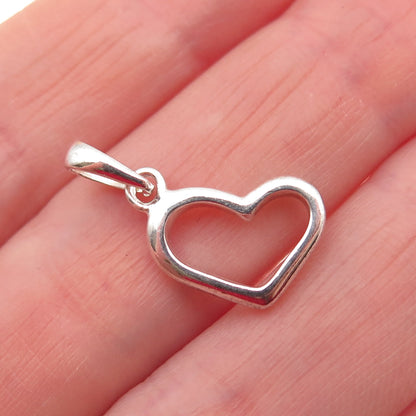 925 Sterling Silver Vintage Open Heart Mini Charm Pendant