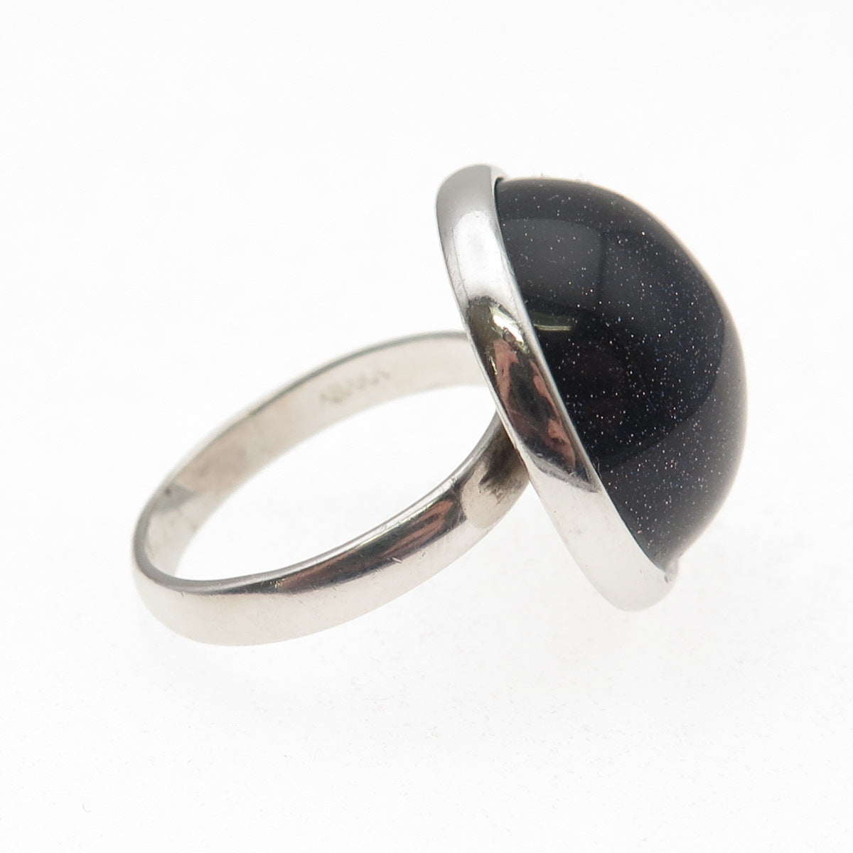 Tahara 925 Sterling Silver Vintage Real Goldstone Modernist Ring Size 9