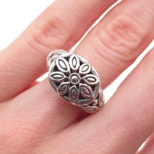 ATI Annika Witt 925 Sterling Silver Vintage Floral Oxidized Ring Size 6