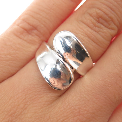 925 Sterling Silver Vintage Modernist Bypass Ring Size 6.25