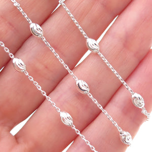 925 Sterling Silver Italy Beads By The Yard Cable Chain Necklace 24"