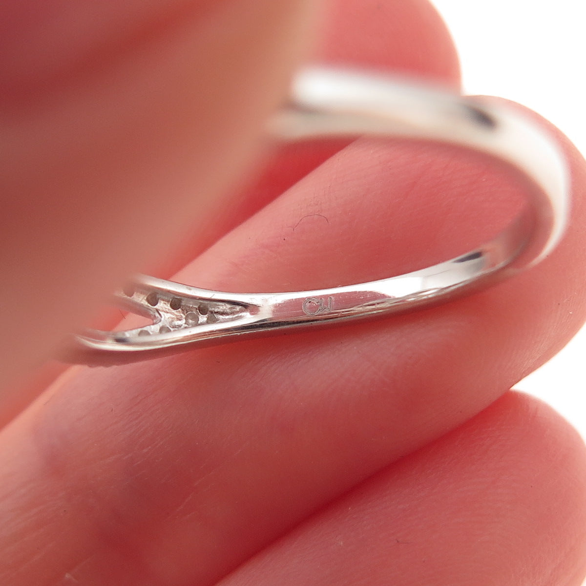 Charles Winston 925 Sterling Silver Real Diamond Love Knot Ring Size 7.75