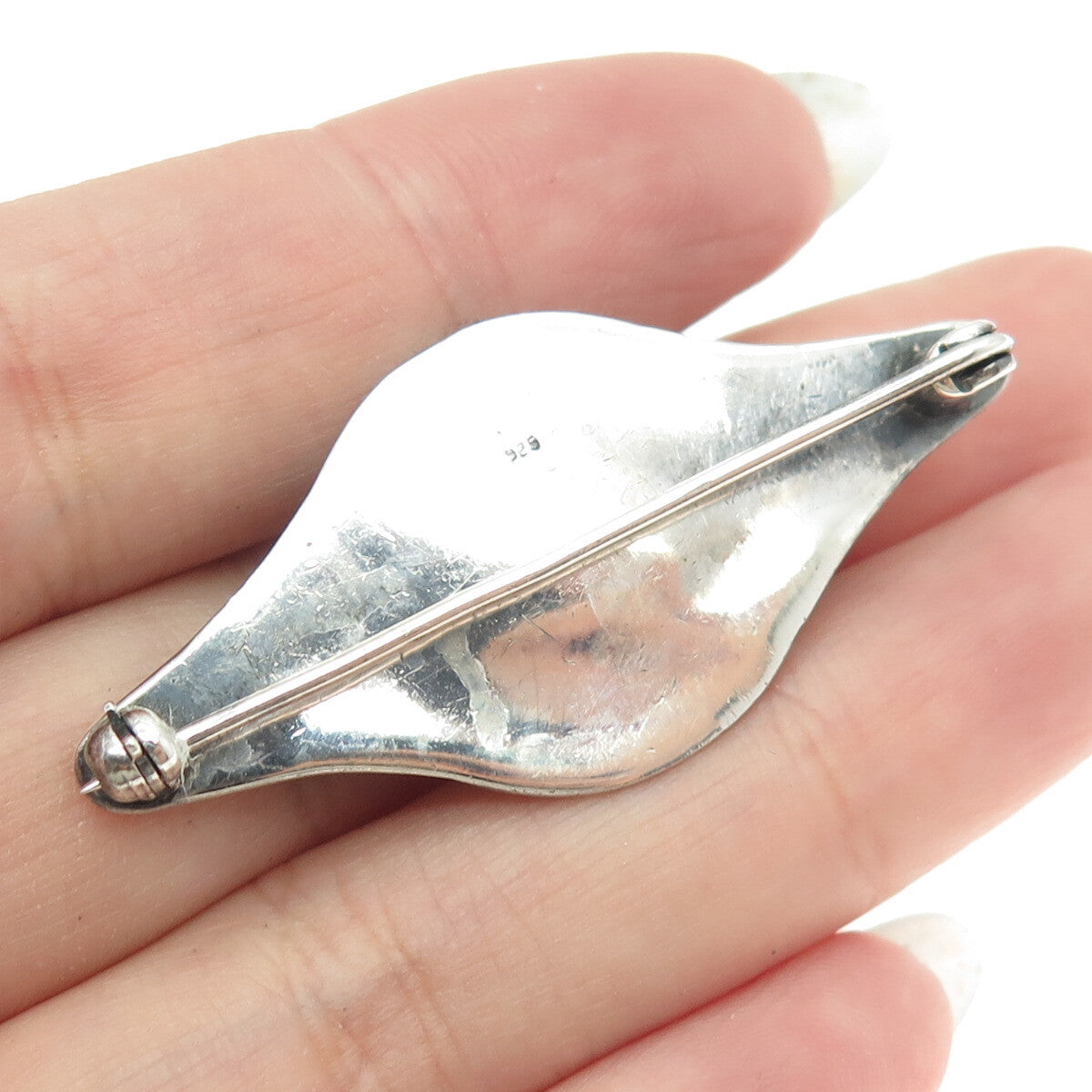 925 Sterling Silver Vintage Real Black Onyx Granulate Pin Brooch