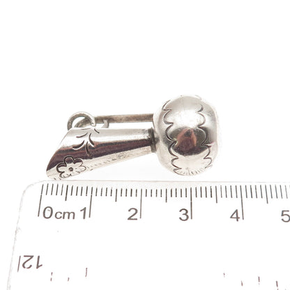 925 Sterling Silver Vintage Mexico Pitcher Oxidized 3D Charm Pendant
