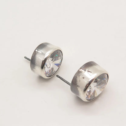 925 Sterling Silver C Z Round Stud Earrings