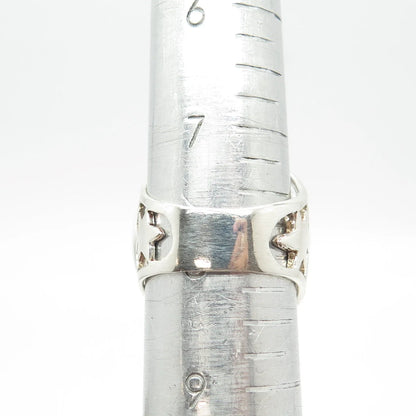 925 Sterling Silver Vintage Star Domed Ring Size 8.25