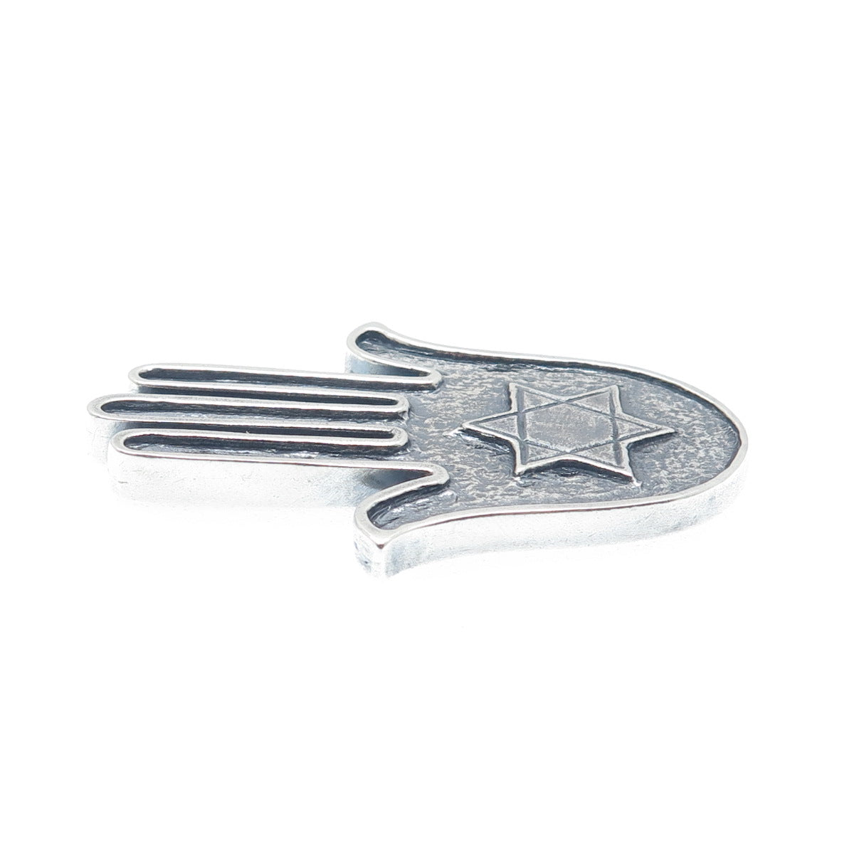 925 Sterling Silver Vintage Star of David Hamsa Oxidized Amulet