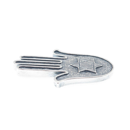 925 Sterling Silver Vintage Star of David Hamsa Oxidized Amulet