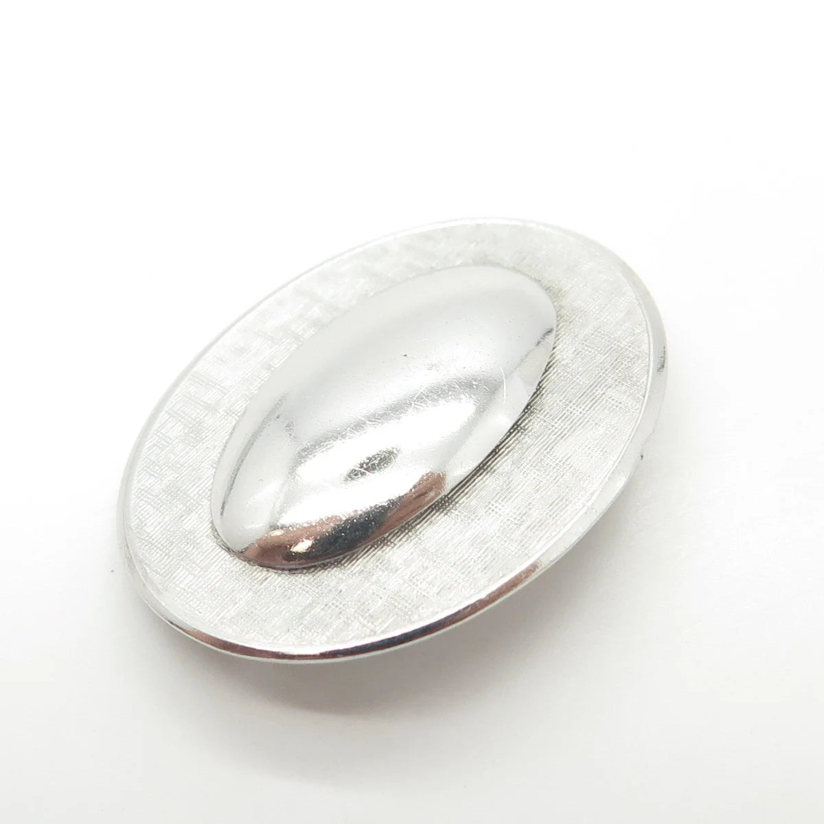 925 Sterling Silver Antique Art Deco BEAU Oval Textured Pin Brooch