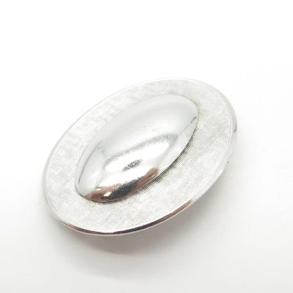 925 Sterling Silver Antique Art Deco BEAU Oval Textured Pin Brooch