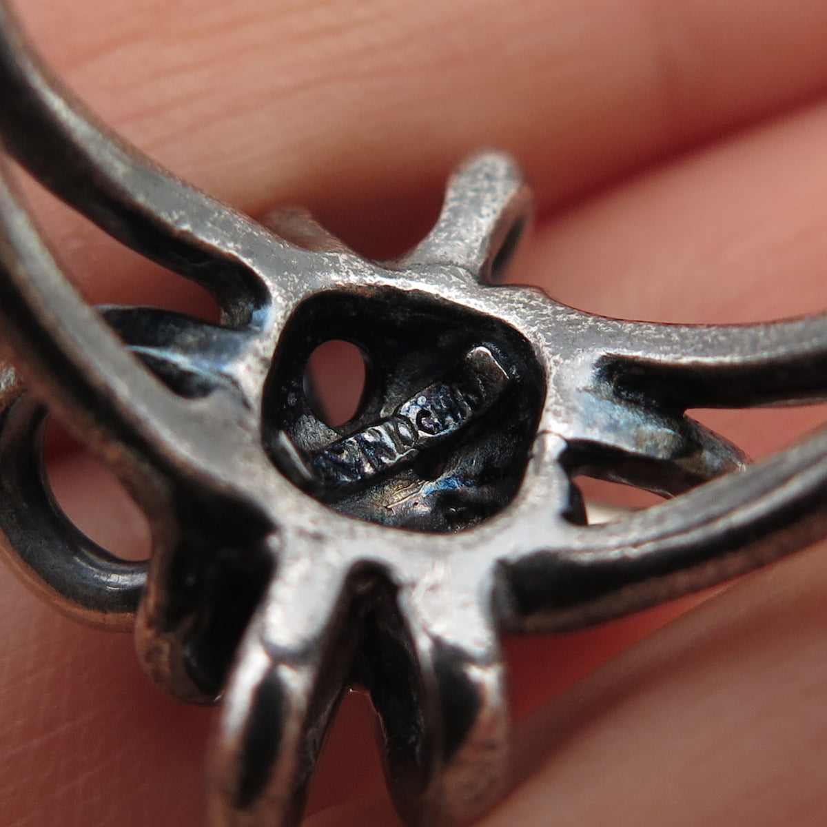 925 Sterling Silver Vintage Modernist Knot Oxidized Ring Size 12.25