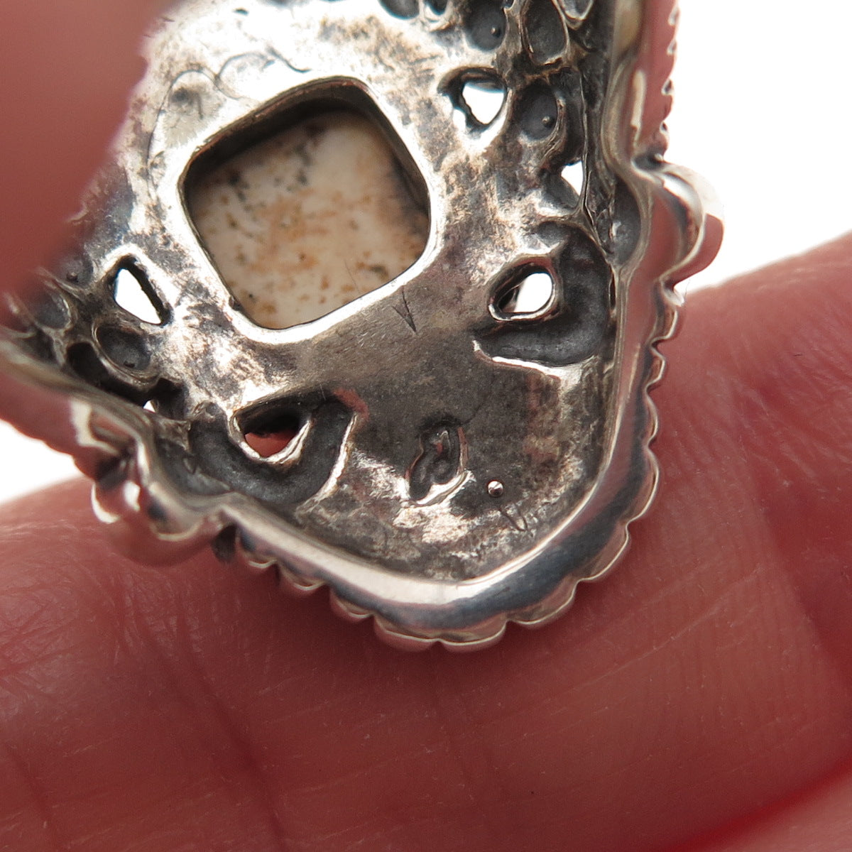 Carolyn Pollack 925 Sterling Silver Vintage Real Jasper & Agate Ring Size 8.25