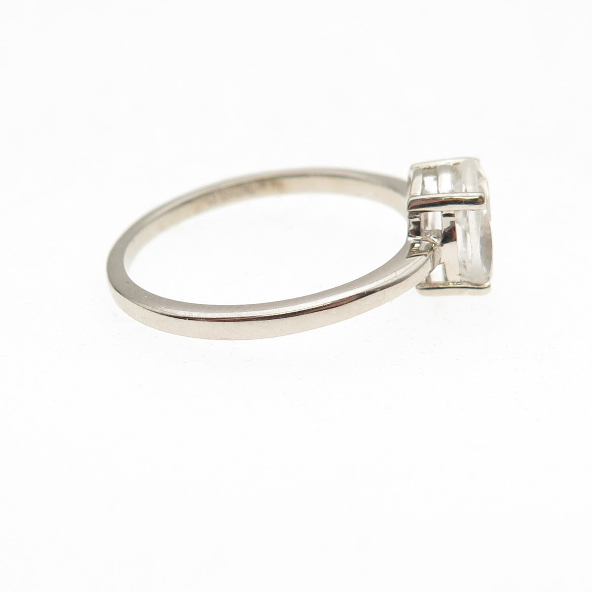 Dazzlers 925 Sterling Silver Real Oval-Cut White Topaz Engagement Ring Size 6.75