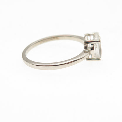 Dazzlers 925 Sterling Silver Real Oval-Cut White Topaz Engagement Ring Size 6.75