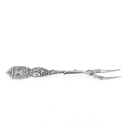 800 Silver Antique Israel Menorah Oxidized Olive Fork
