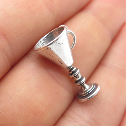 SUNWEST 925 Sterling Silver Vintage Wine Goblet Oxidized Mini 3D Charm Pendant