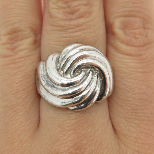 ATTLEBORO 925 Sterling Silver Vintage Modernist Twisted Ring Size 9