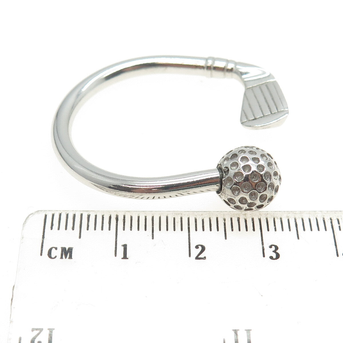 925 Sterling Silver Vintage Gold Club Screw-Off Key Ring Holder