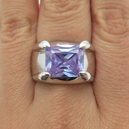 925 Sterling Silver Vintage Lavender C Z Ring Size 8.25