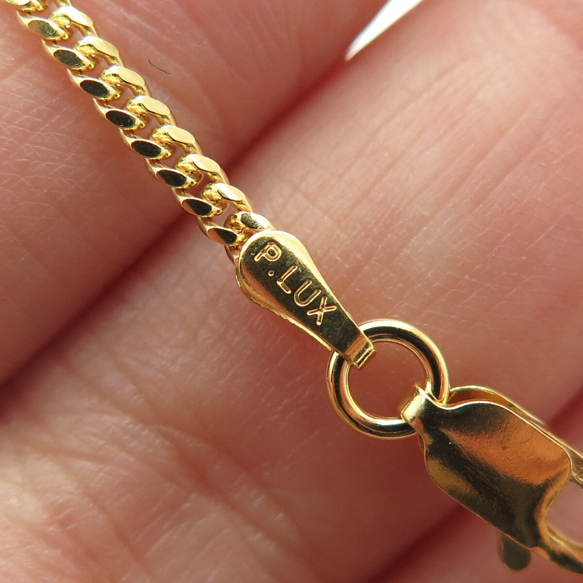 P. LUX 925 Sterling Silver Gold Plated Italy Miami Cuban Chain Necklace 18"