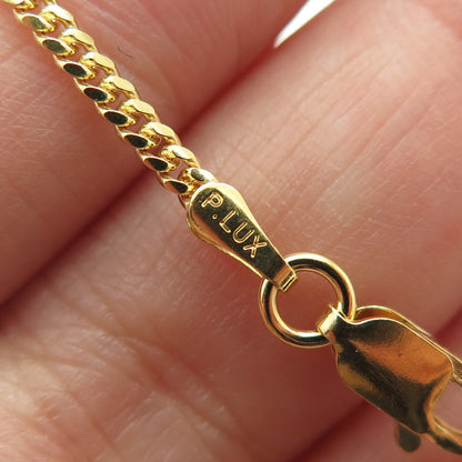 P. LUX 925 Sterling Silver Gold Plated Italy Miami Cuban Chain Necklace 18"