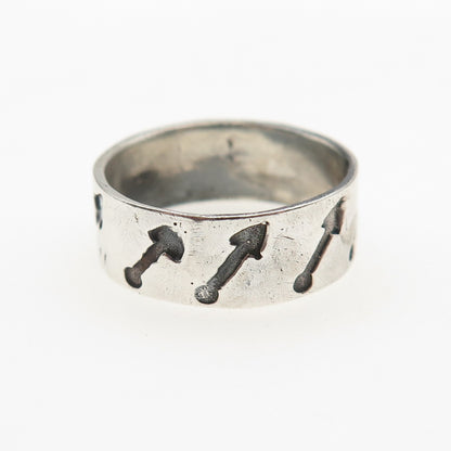 925 Sterling Silver Vintage Arrow All Around Oxidized Band Ring Size 8