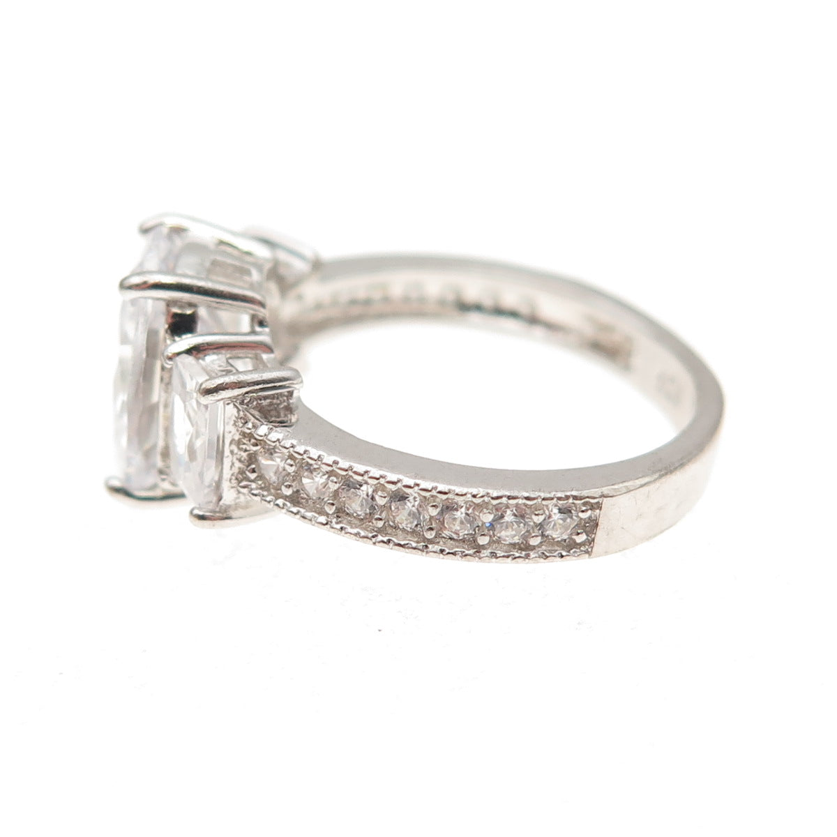 925 Sterling Silver C Z Engagement Ring Size 5.5