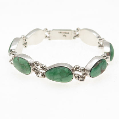 J&F Tsinijinnie Navajo Old Pawn Sterling Turquoise Bracelet 7.25" (broken stone)