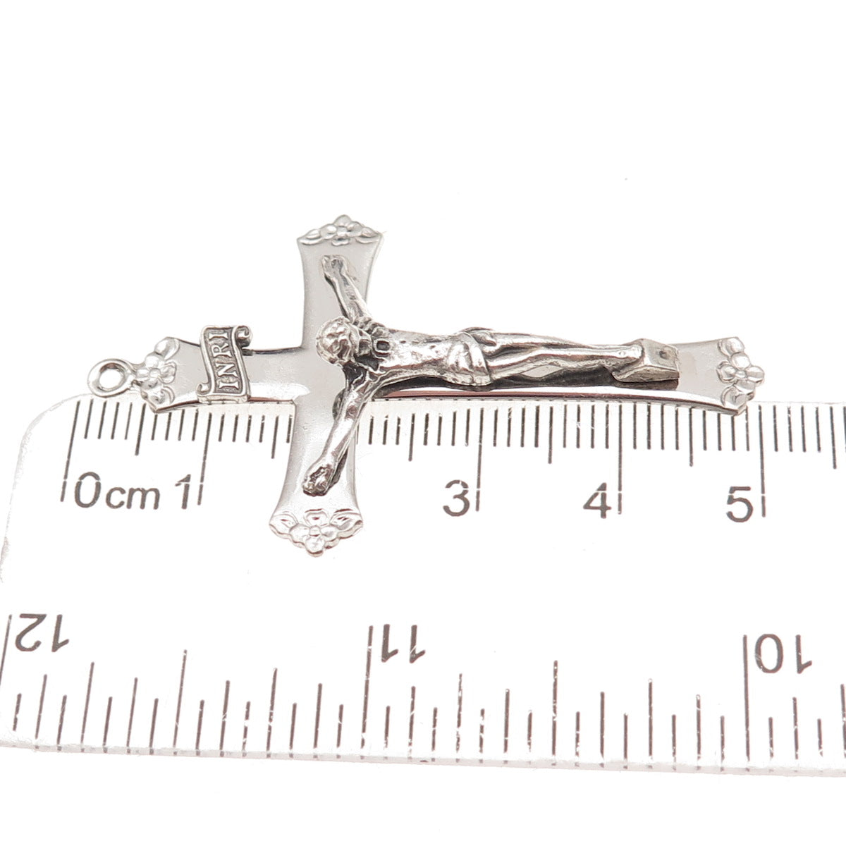 925 Sterling Silver Vintage Crucifix Cross Religious Oxidized Charm Pendant