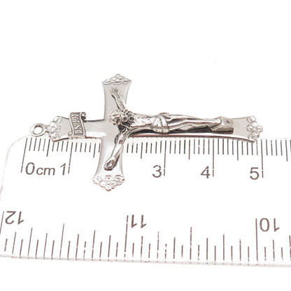 925 Sterling Silver Vintage Crucifix Cross Religious Oxidized Charm Pendant